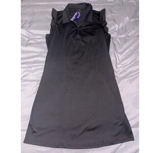 NEW Soneven Black 1/4 Zip Ruffled Sleeveless Golf Dress, Small